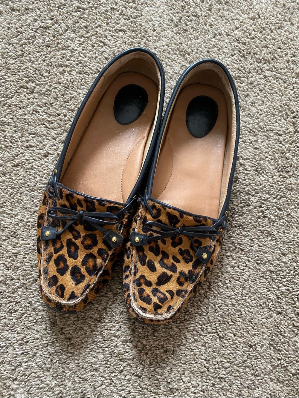 Clarks Leopard Print Driving Moccasins in Tan and Black